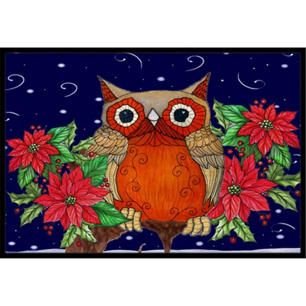 Carolines Treasures Whose Happy Holidays Owl Indoor and Outdoor Mat- 24 x 36 in. PJC1097JMAT - main